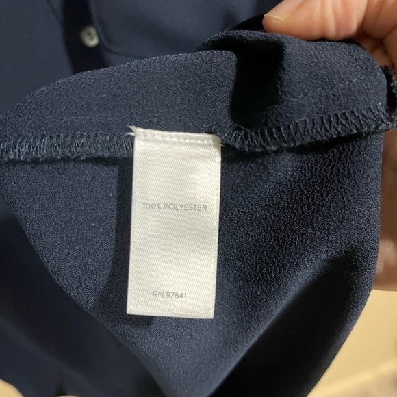 j.jill Navy Long Sleeved Button Down Basic Blouse Small Office Career Preppy - Picture 6 of 8